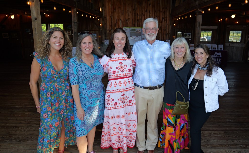 Hallockville Barn-Raising Committee Samantha Moore, Exec. Dir. Heather Johnson, Sara Phillips, Alfonso Martinez-Fonts, Lois Leonard, Donna Albano at Hallockville Museum Farm