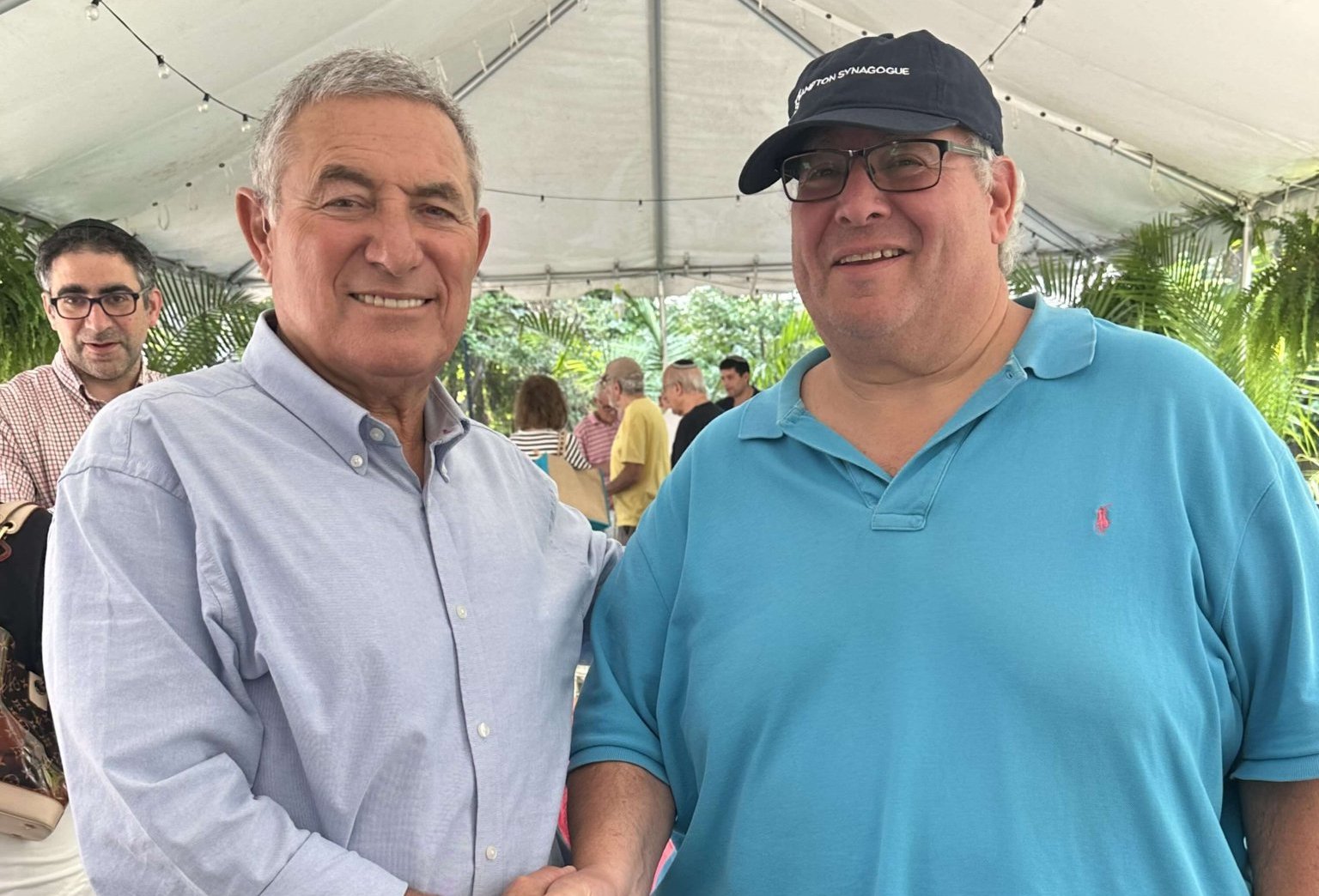 West Hampton Dunes Mayor Irwin R. Krasnow with retired IDF Major General Doron Almog at the Hampton Synagogue.