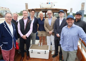 JJ McDonald, Paul Hansen, Niall Costello, Roy Ichelson, Captain Lori Lucas, Jonathan Kosow, Liam Costello, Andrew Smith, Rob Ichelson at America's 250th Birthday Celebration