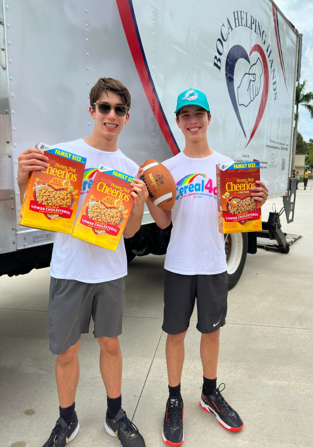 Jett and Luke Justin at Tackle Hunger Cereal Drive