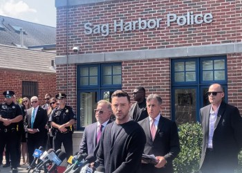 Justin Timberlake outside the Sag Harbor Village Police Headquarters