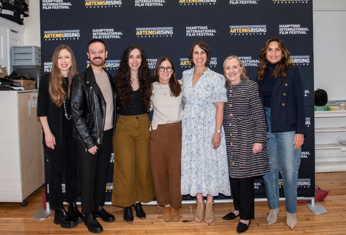 Exec. Producer Chelsea Clinton, Subject Marc Hearron, Co-Dir. Abbie Perrault, Co-Dir. Maisie Crow, Subject Molly Duane, Hillary Clinton, Mariska Hargitay at Hamptons International Film Festival