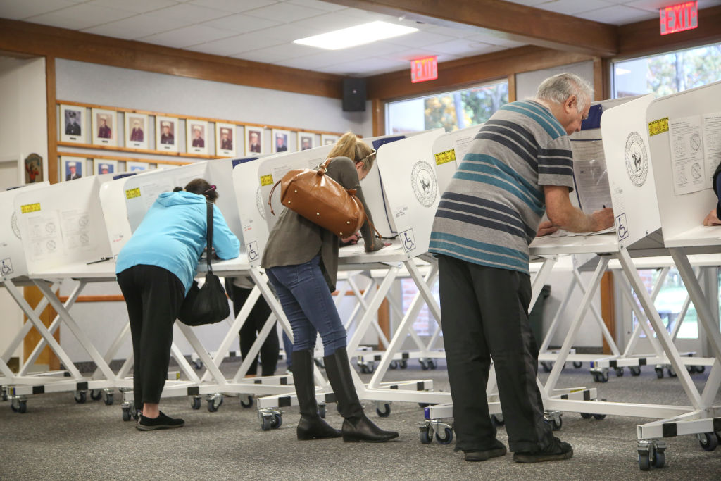 Dix Hills, N.Y.: Voters fill out their ballots on the first day of early voting at the Dix Hills Fire Department in Dix Hills, New York on Oct. 26, 2019. election