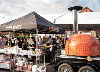 Louie Bossi's portable pizza oven which was made in Italy, at Taste of Recovery 2023