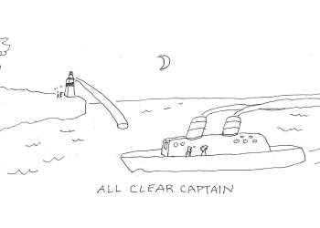 montauk lighthouse boat cartoon by Dan Rattiner