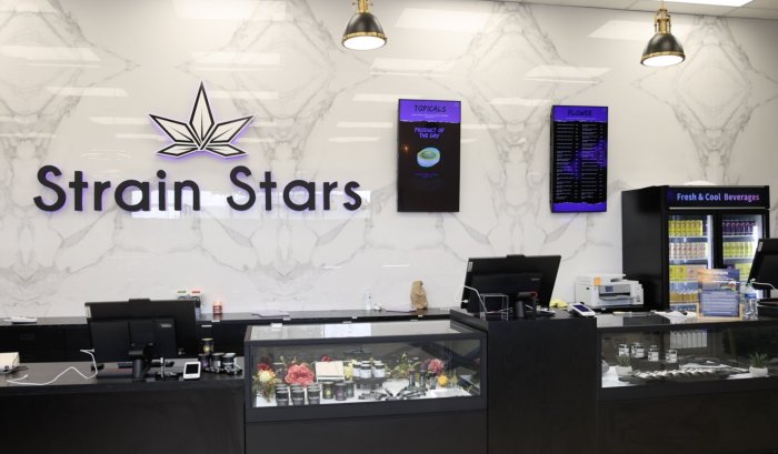 Farmingdale, N.Y.: Strain Stars, Long Island's first state-approved recreational cannabis dispensary on July 7, 2023 in Farmingdale, New York