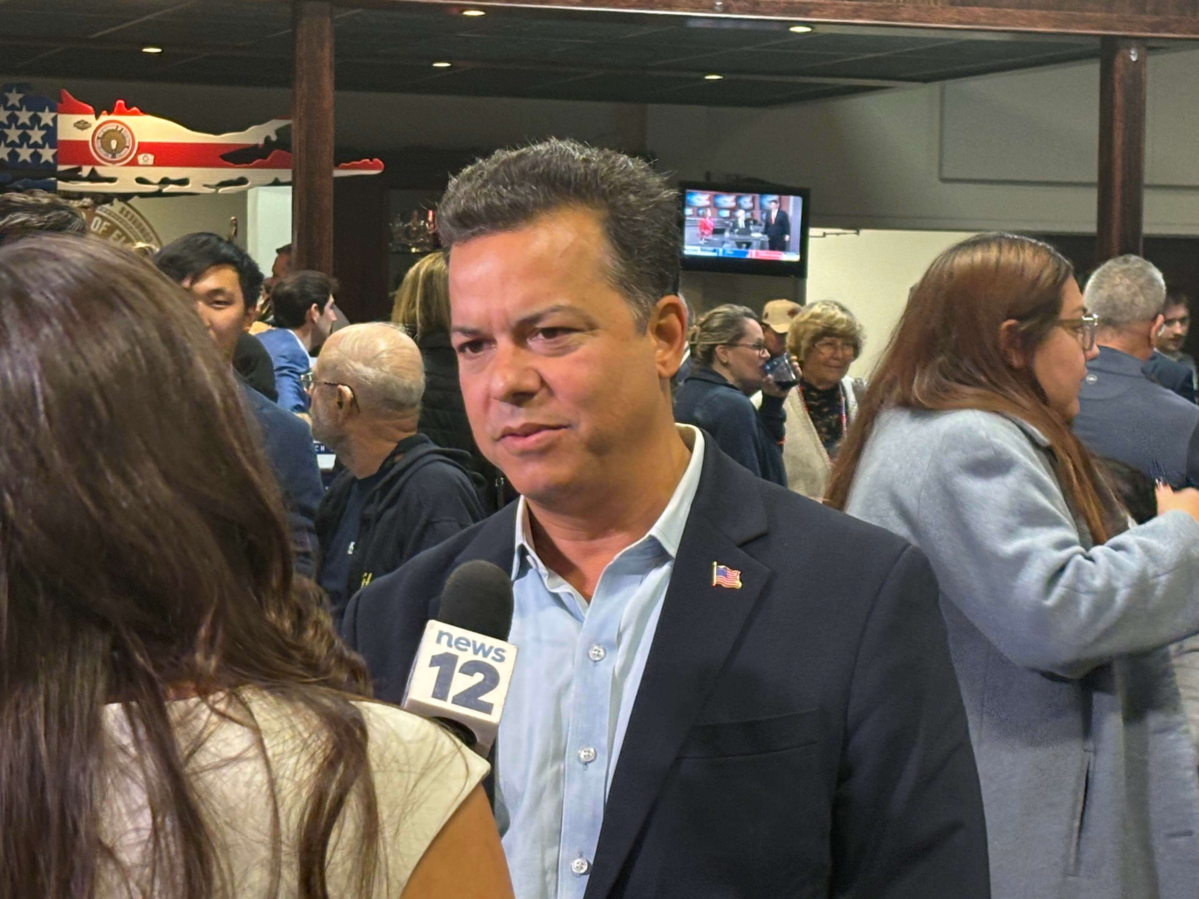 John Avlon at his campaign watch party in Holtsville