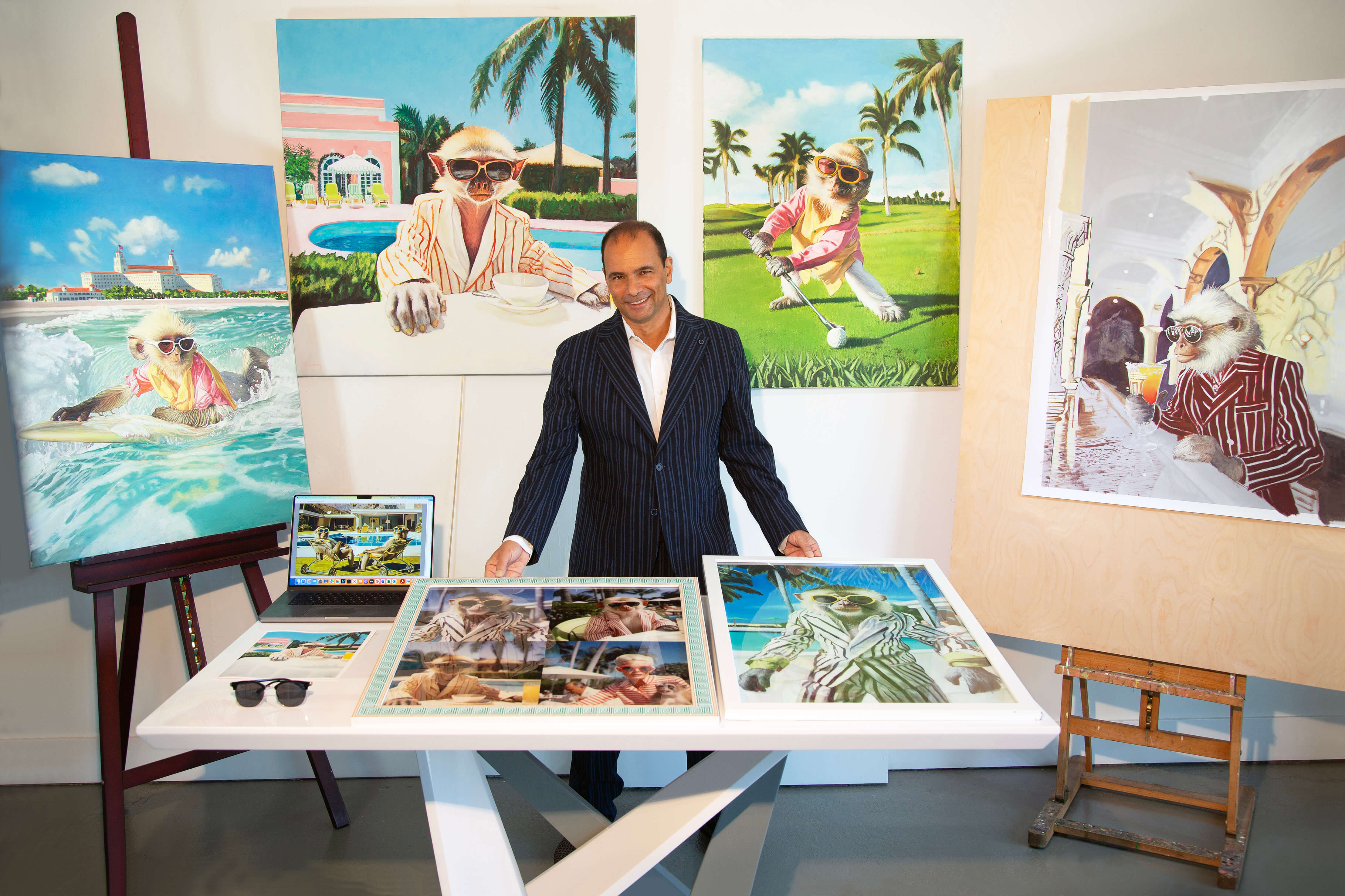 Serge Strosberg with his "Monkeying Around Palm Beach" series