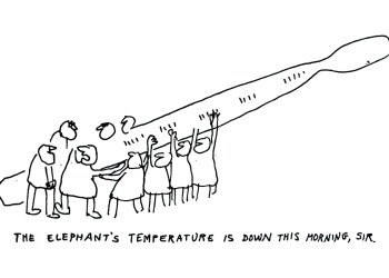 Elephant thermometer cartoon by Dan Rattiner