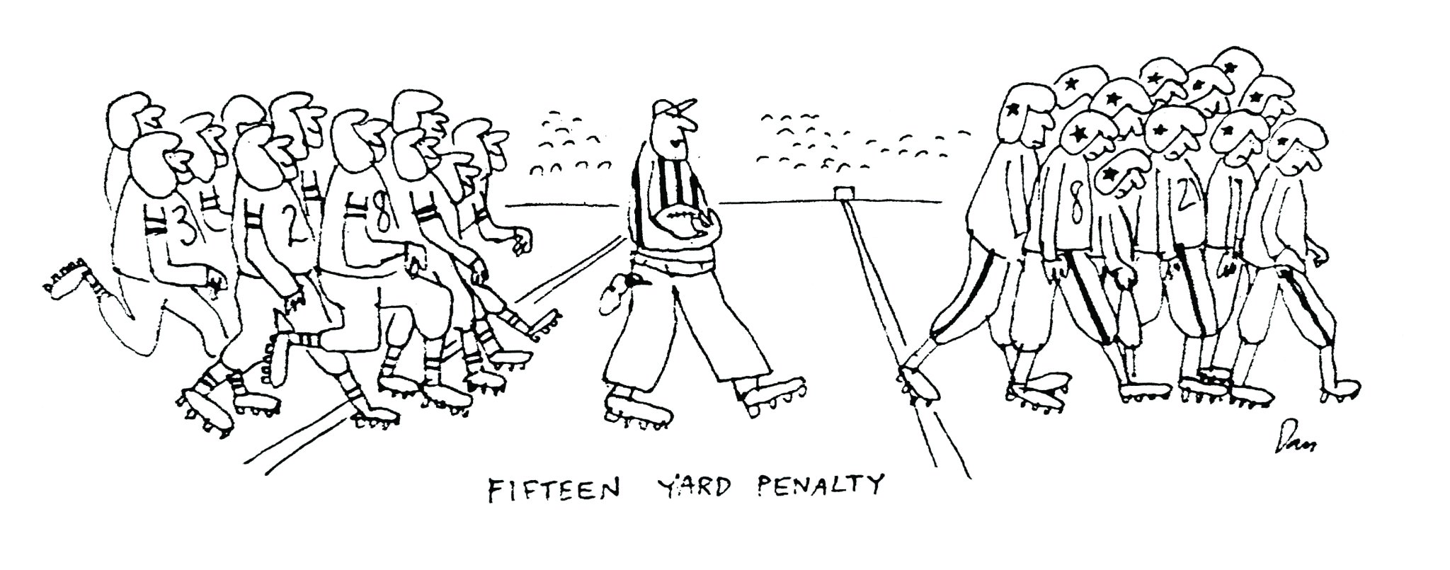 14 yard penalty cartoon by Dan Rattiner