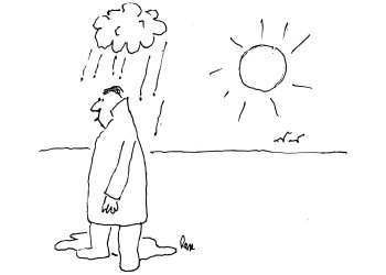 Florida sun and rain cloud cartoon by Dan Rattiner