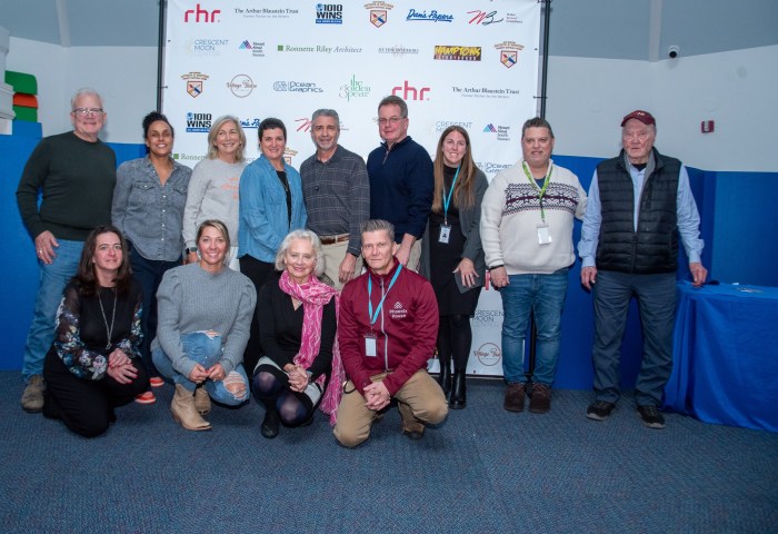 David Brandman and Mayor Jerry Larsen with representatives of the four organizations who are recipients of the donations from this years Artists & Writers Game 2024