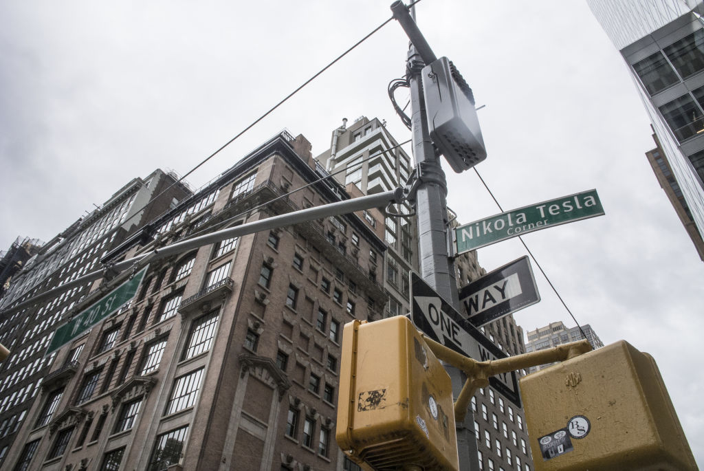 Nikola Tesla Corner, at 40th Street and 6th Avenue in New York City