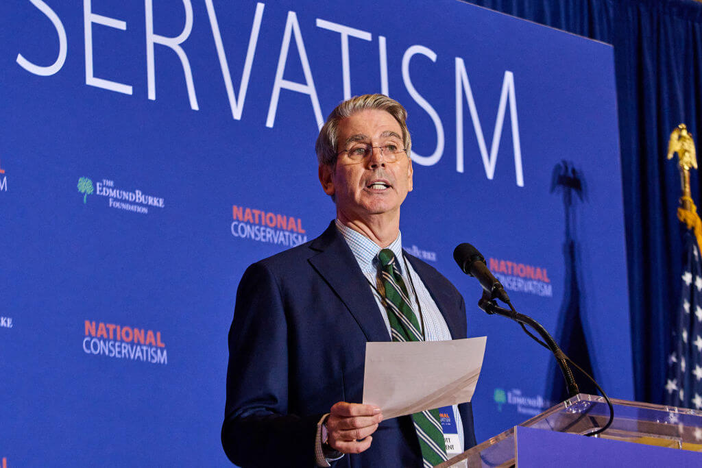 Scott Bessent speaks at the National Conservative Conference in Washington D.C., Wednesday, July 10, 2024. (Photo by Dominic Gwinn / Middle East Images / Middle East Images via AFP)