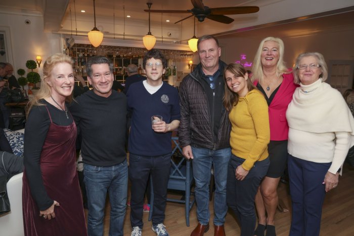 Kathleen Boyes, Hal Neier, Jesse Eisenbert, Steven Carter, Sabrina Berkemp, Aandrea and Marilyn Carter at Ram's Head Inn