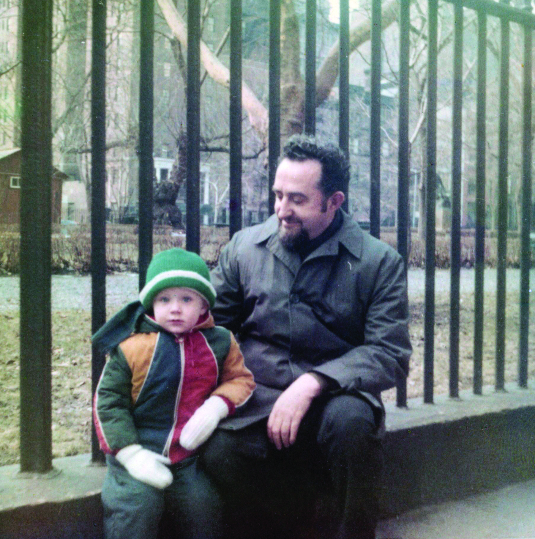 Christopher Walsh with his father, artist Kenneth B. Walsh at Gramercy Park