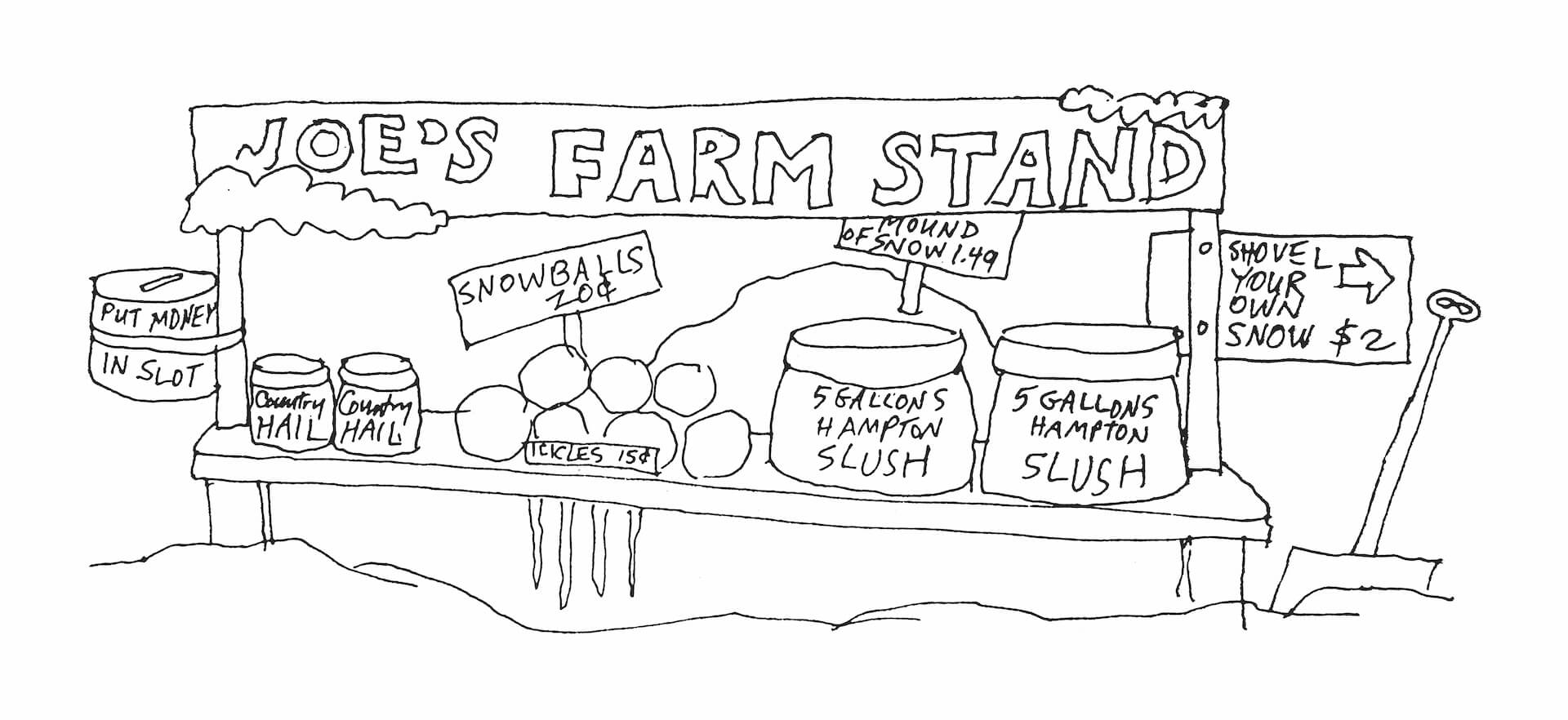 Farm stand cartoon by Dan Rattiner