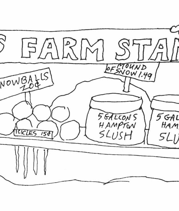 Farm stand cartoon by Dan Rattiner