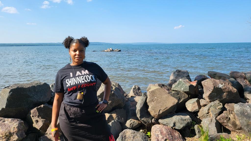 Dyani Brown on the Great Lakes in Cedar, Wisconsin, for Niibin Midewiwin Ceremonies in August 2023.