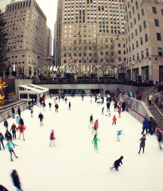 The classic NYC experience of ice-skating at Rockefeller Center rink