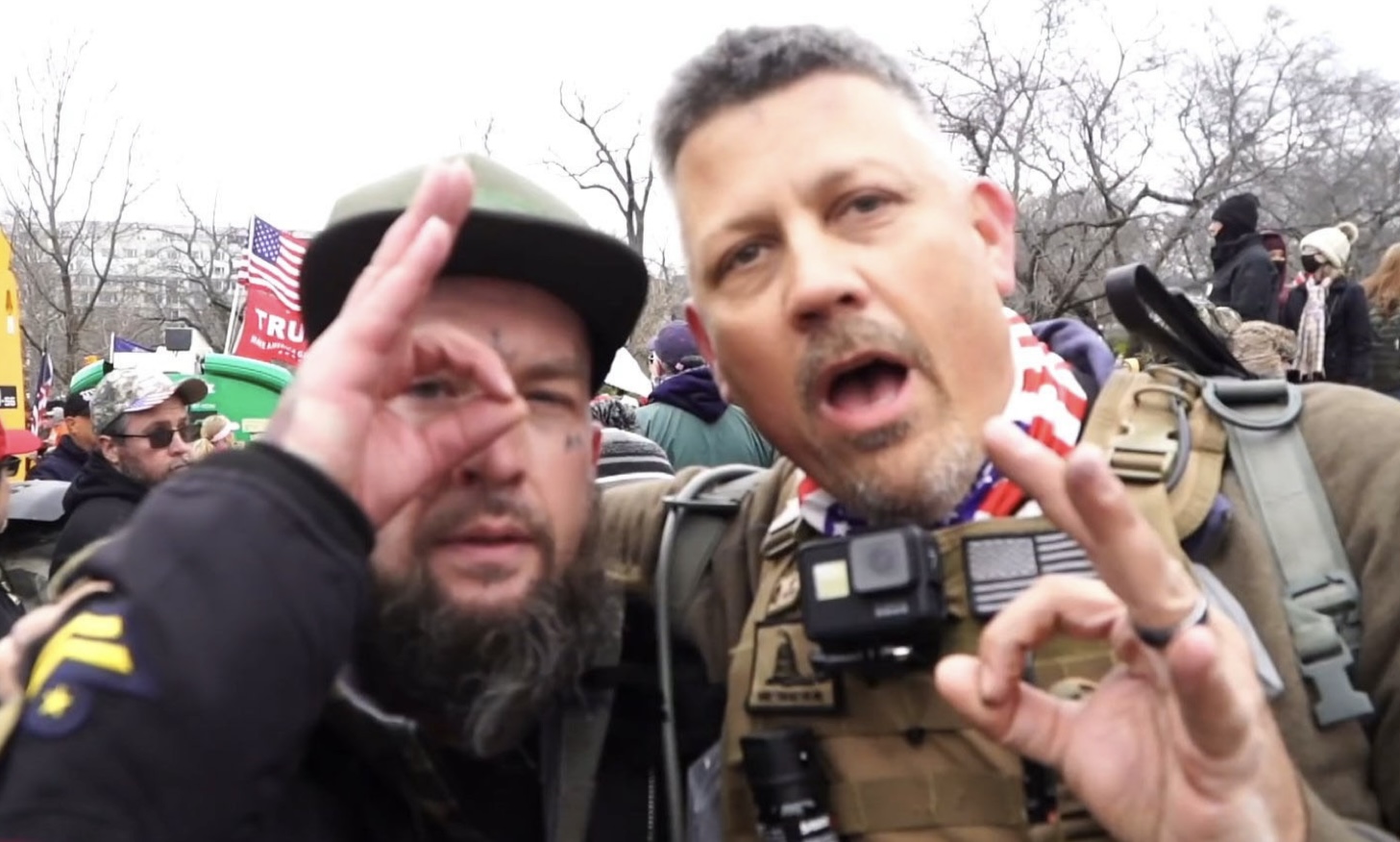 Greenport native Christopher Worrell, right, at the Jan. 6, 2021 riots