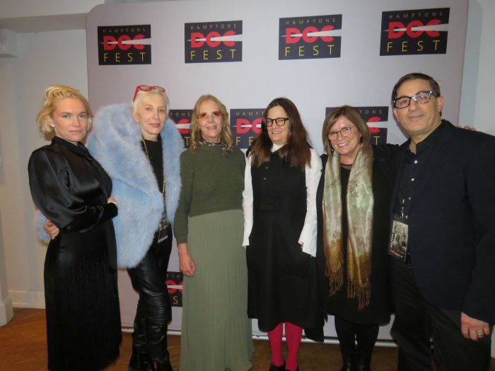 Marla Farrell, board member, Ada Samuelson, Chris Hegedus, advisory board, Amy Hobby, moderator for zoom with Michael Moore, Karen Arikian, artistic director, Jason Weinberg, board member at Hamptons Doc Fest