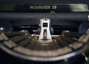 One of the typewriters on view at The Church in Sag Harbor