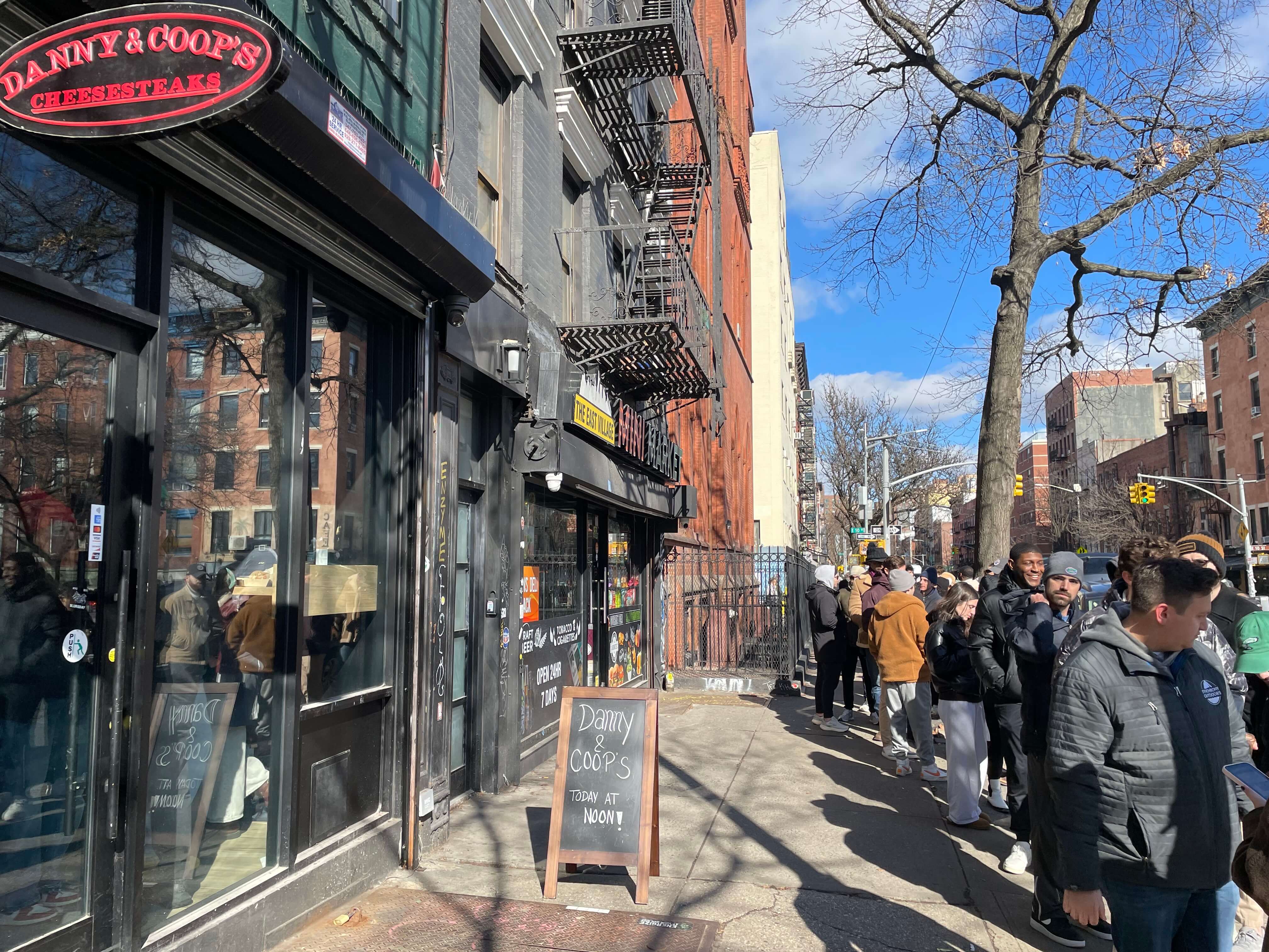 Danny & Coops is a current "it" place as New Yorkers line up for Philadelphia Cheesesteak heroes made by Bradley Cooper, on a good day