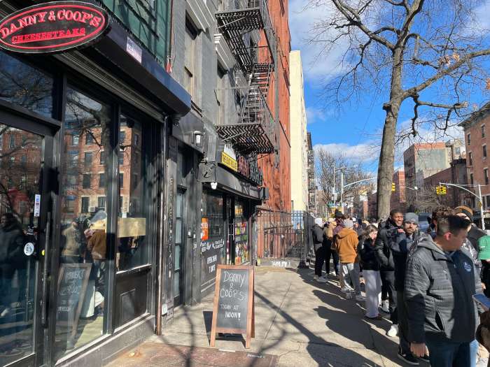 Danny & Coops is a current "it" place as New Yorkers line up for Philadelphia Cheesesteak heroes made by Bradley Cooper, on a good day