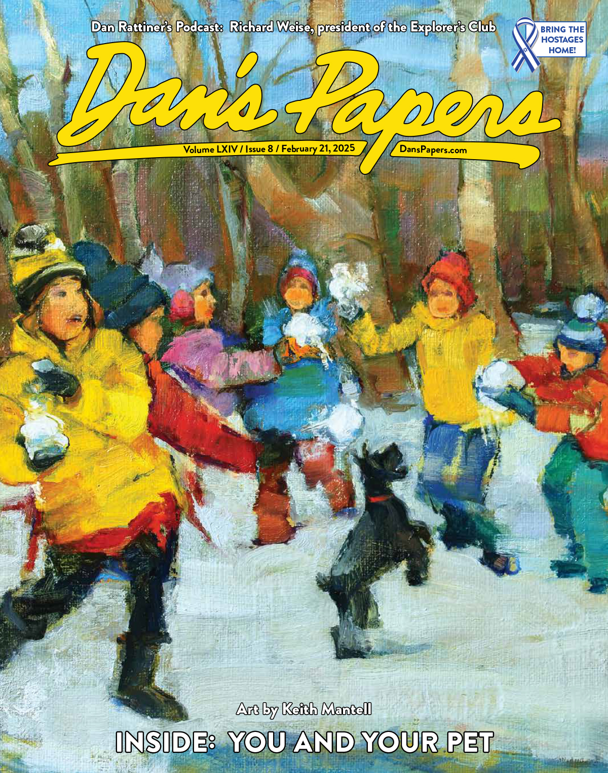 February 21, 2025 Dan's Papers cover art, "Snow Day" painting by Keith Mantell