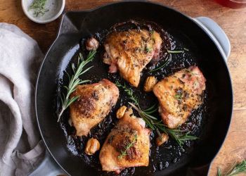 Golden Pear Winter Pan Roasted Chicken Thighs