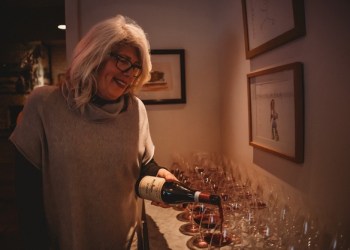 Chimene Macnaughton preparing for a Nick and Toni's wine pairing dinner