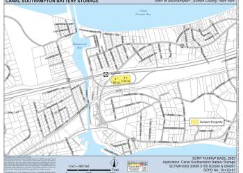 A map of the proposed battery energy storase in Hampton Bays