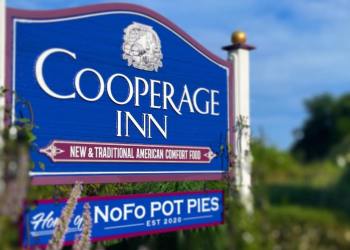 The sign welcoming all to Cooperage Inn and NoFo Pot Pies