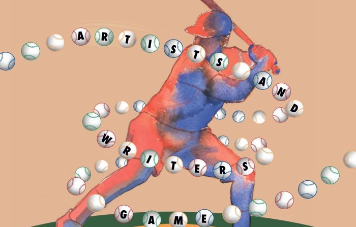 August 16, 2024 Dan's Papers cover art (detail) by Walter Bernard, celebrating the annual East Hampton Artists & Writers Charity Softball Game